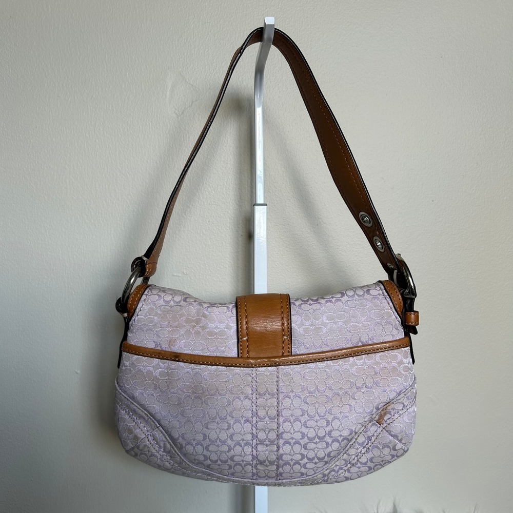 Coach Soho F12308 Lilac Signature Canvas Leather Shoulder Bag Fair - Picture 2 of 12